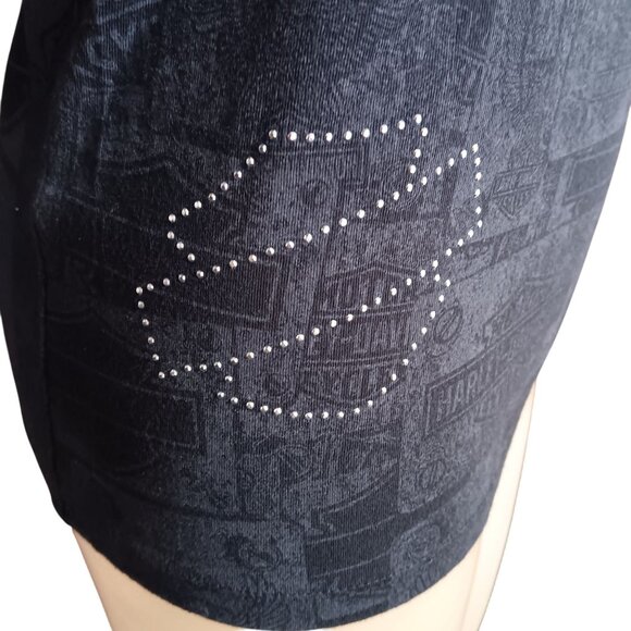 Vintage Womens T-Shirt Small Harley-Davidson Bravado USA Rhinestone Logo AOP - Picture 5 of 8